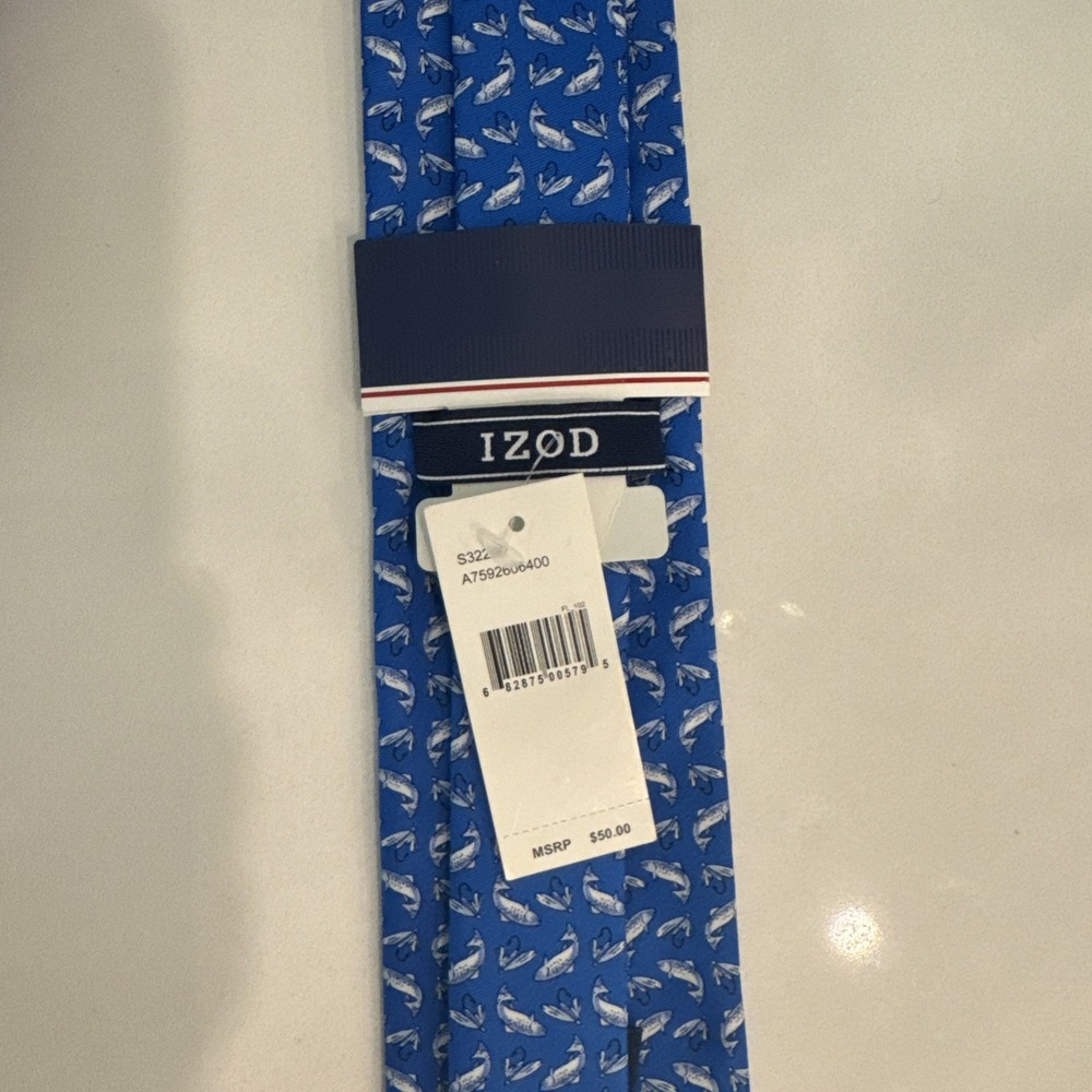 Izod Blue Fishing Reel‎ Tie - Picture 6 of 7